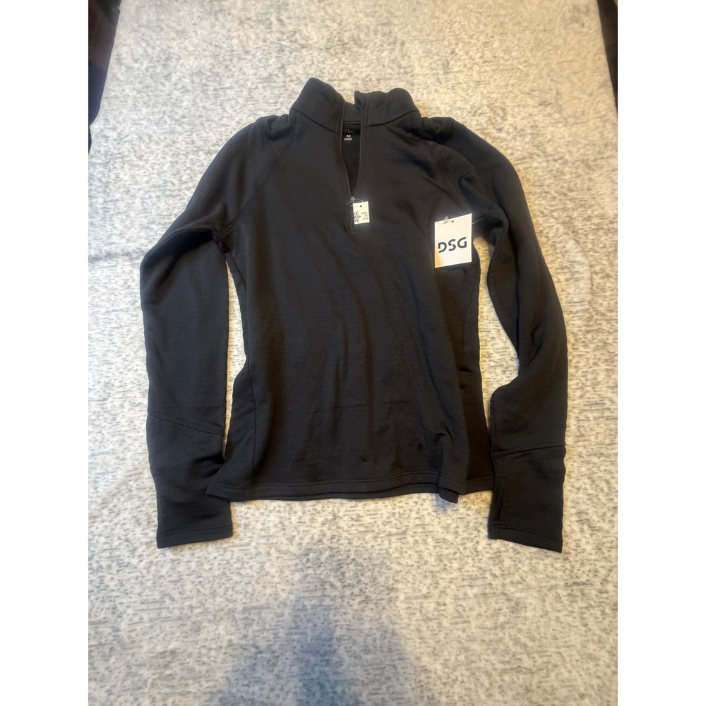 DSG Womens Black Run Grid 1/4 Zip Fleece Grid Mesh Moisture Wicking Top Med NWT